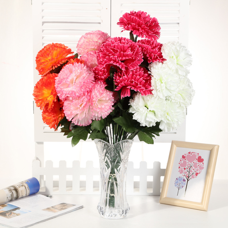 Fumin Silk Flower supplies Spring Color 10 Forked ball Chrysanthemum pure handcrafted artificial flower silk flower plant bouquet decoration custom best-selling items undefined