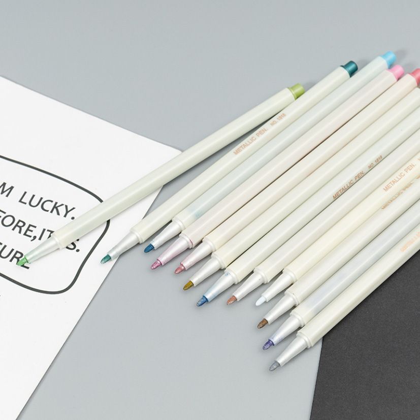 12色彩色金属笔不掉色绘画涂鸦笔DIY相册手账笔彩色记号笔批发详情图1