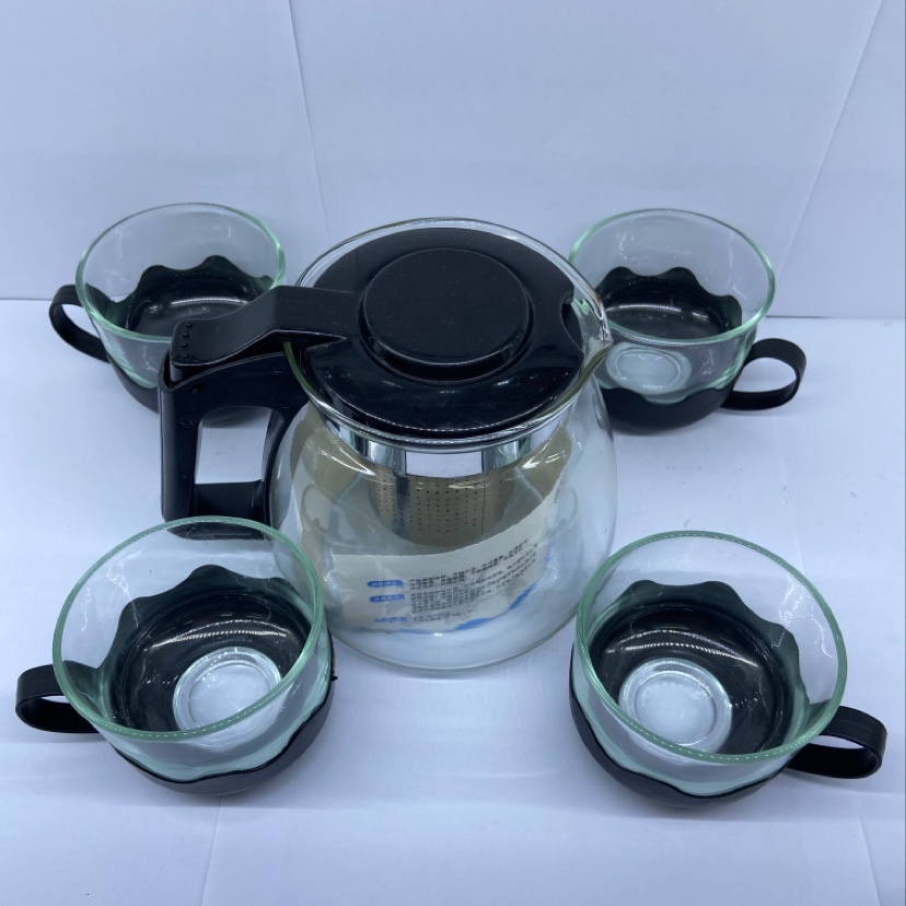 Glass five - piece tea set with four cups for scald protection thumbnail