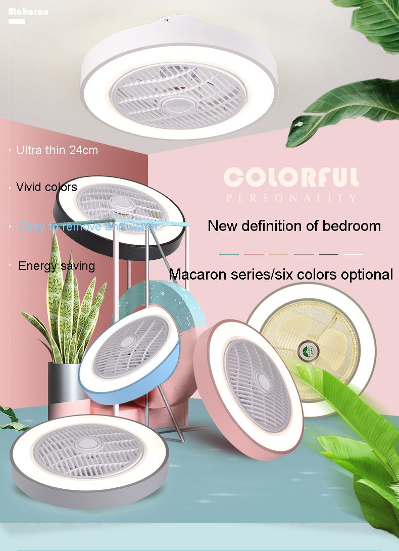 超薄风扇灯现代简约马卡龙吸顶风扇灯卧室隐形电风扇灯厂家批发详情图1
