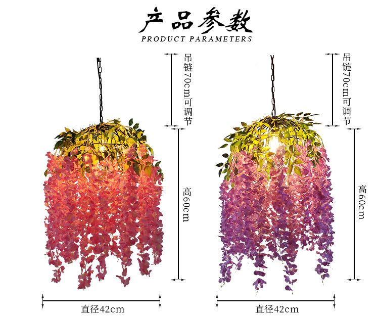 复古个性圆形植物吊灯工业风loft酒吧餐厅咖啡厅网咖绿植装饰灯具详情图12