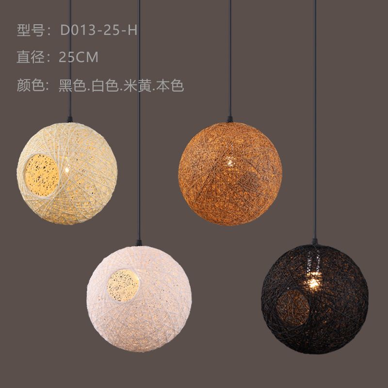 Living room, dining room, bar, cafe, bedroom lamps and lanterns Nordic simple wool rattan art jute ball chandelier lamps and lanterns