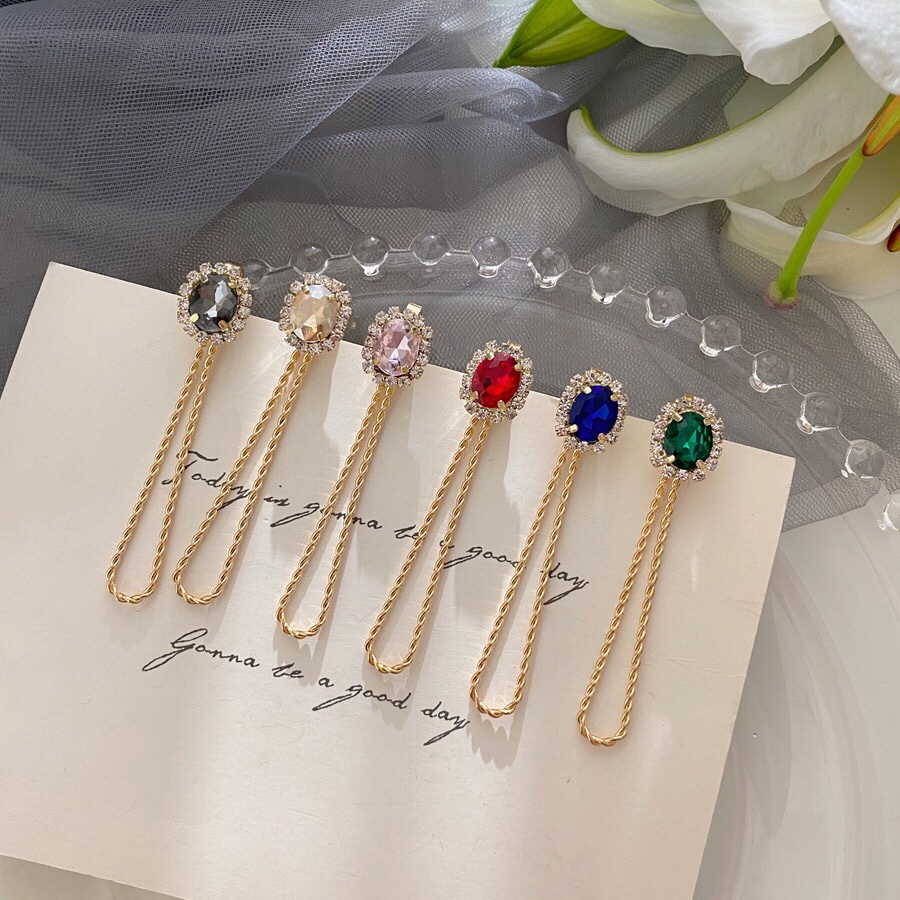 Druna's nymph with ornate colored gems, rhinestones, hairpins, bangs, hairpins, fringe pins, female head accessories thumbnail