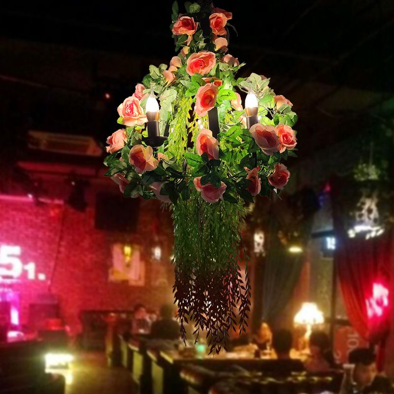 American village green flowers industrial style chandelier wedding shop shop tea room coffee shop creative pendant lighting