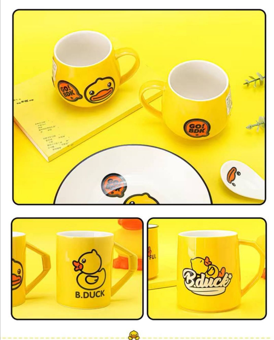 B.duck Cup Yellow Duck Cup Ceramic Water Cup Household Cartoon Mug Good-Looking Cup Student Cup undefined