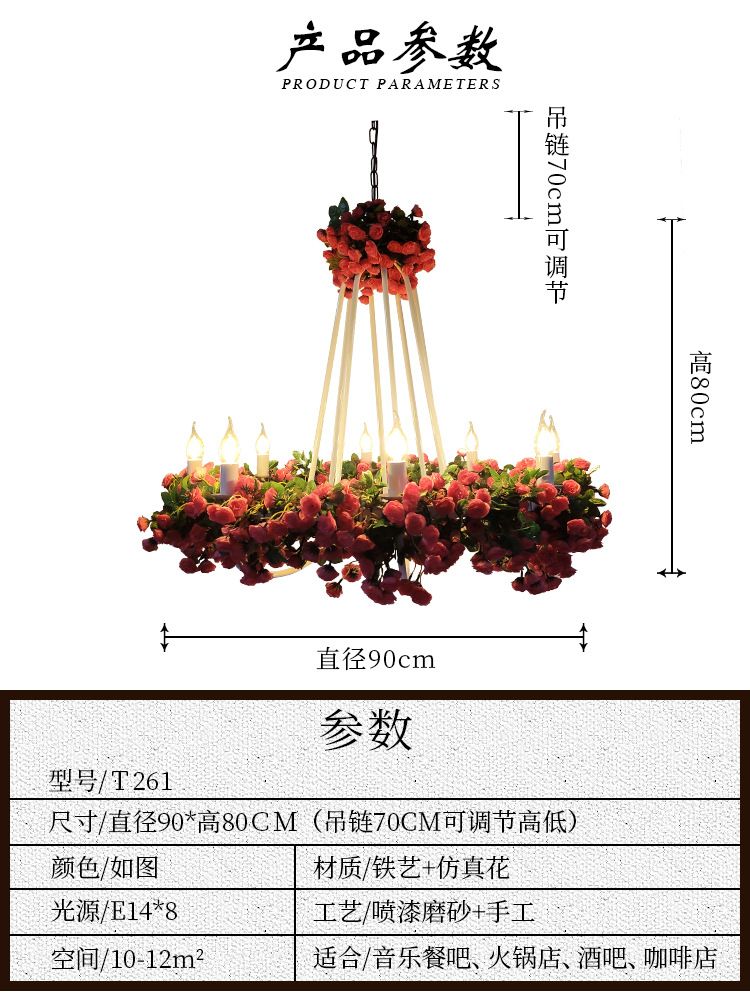 店铺商用音乐餐厅灯绿植物复古吊灯创意奶茶店酒吧火锅店装饰灯具详情图11