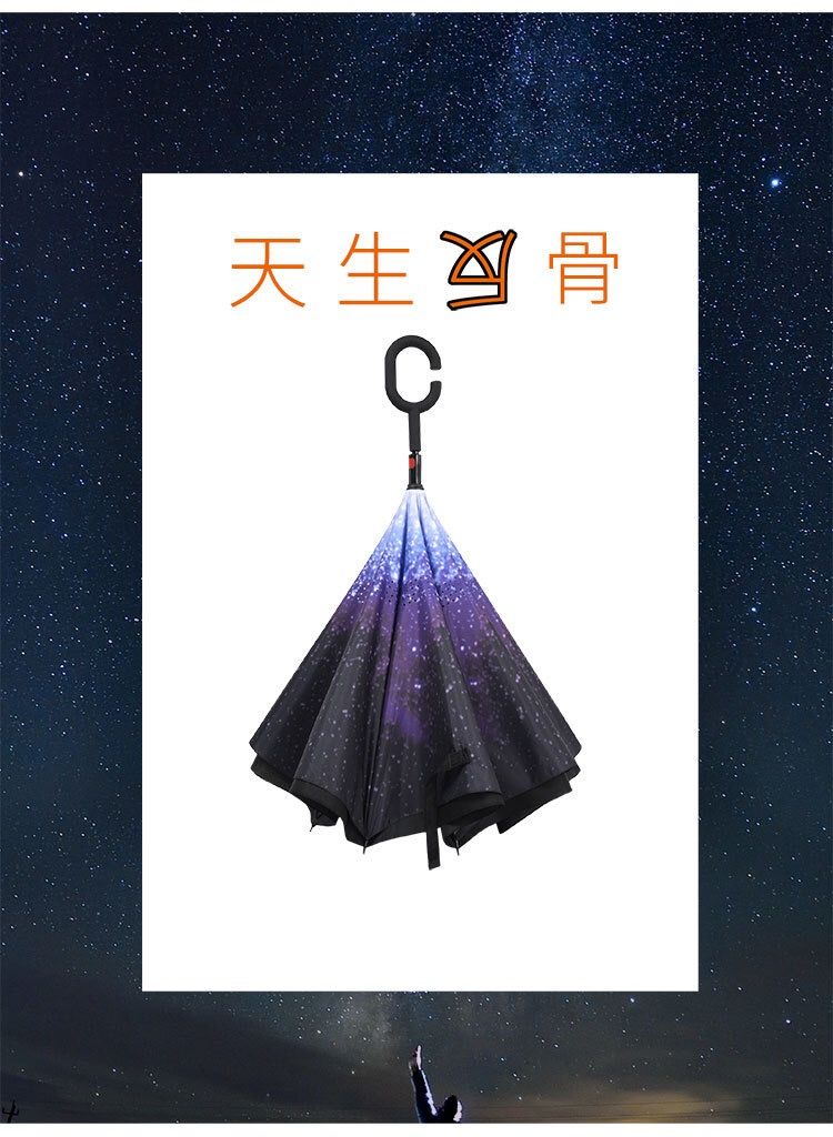 创意花色反向伞汽车伞双层免持式可站立晴雨伞C型广告伞详情图11