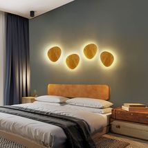 北欧原木实木卧室床头壁灯工作室创意LED楼梯圆形个性日蚀壁灯