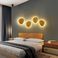北欧原木实木卧室床头壁灯工作室创意LED楼梯圆形个性日蚀壁灯图