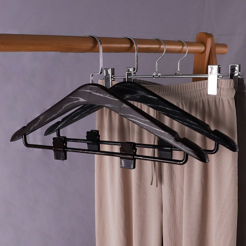 高端新款定制黑色裤夹衣架加厚男装女装服装店防滑衣柜木质衣挂包
