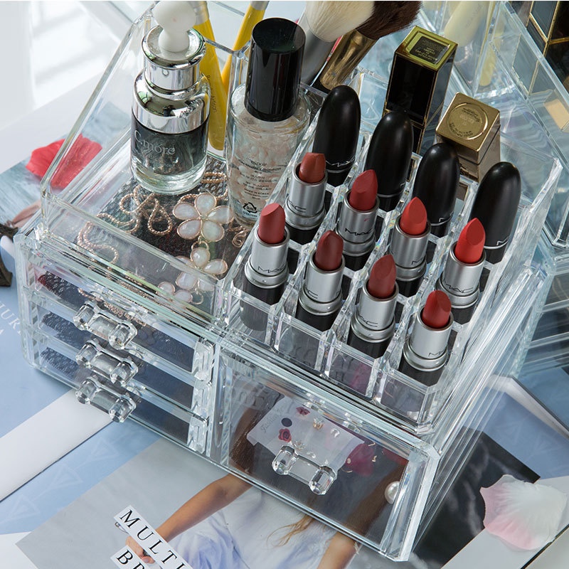 亚克力化妆品收纳盒透明抽屉式口红盒首饰盒可叠加桌面收纳盒批发详情图6