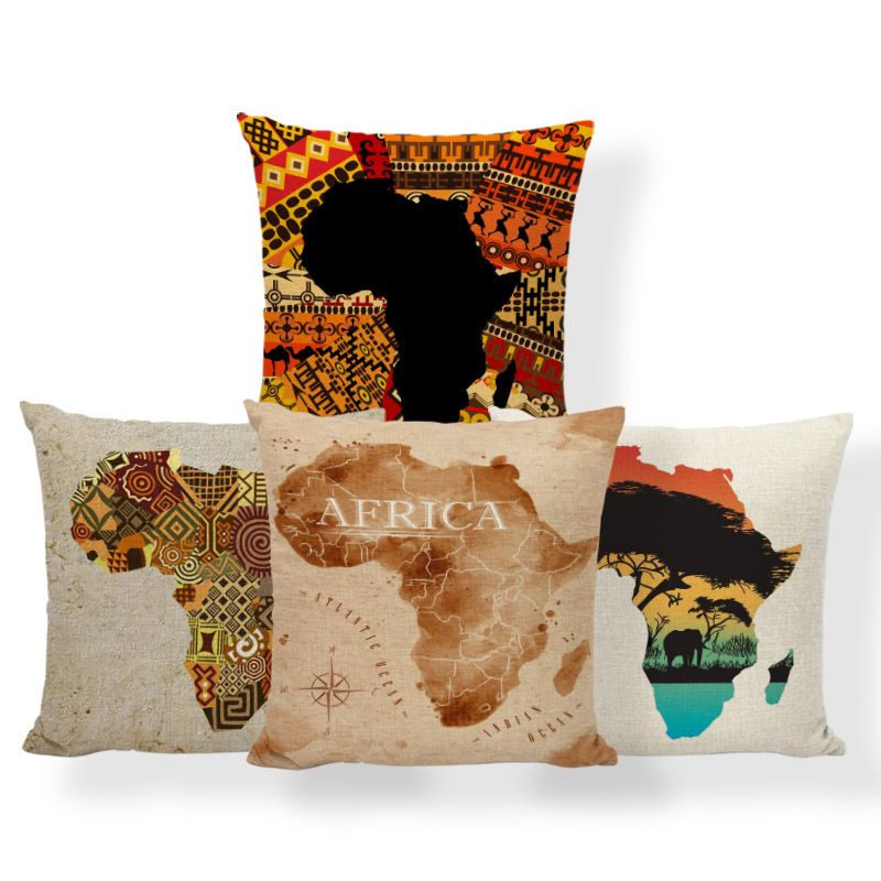 非洲土著印花抱枕几何现代方形大象靠垫套家纺布艺软装枕套定制图