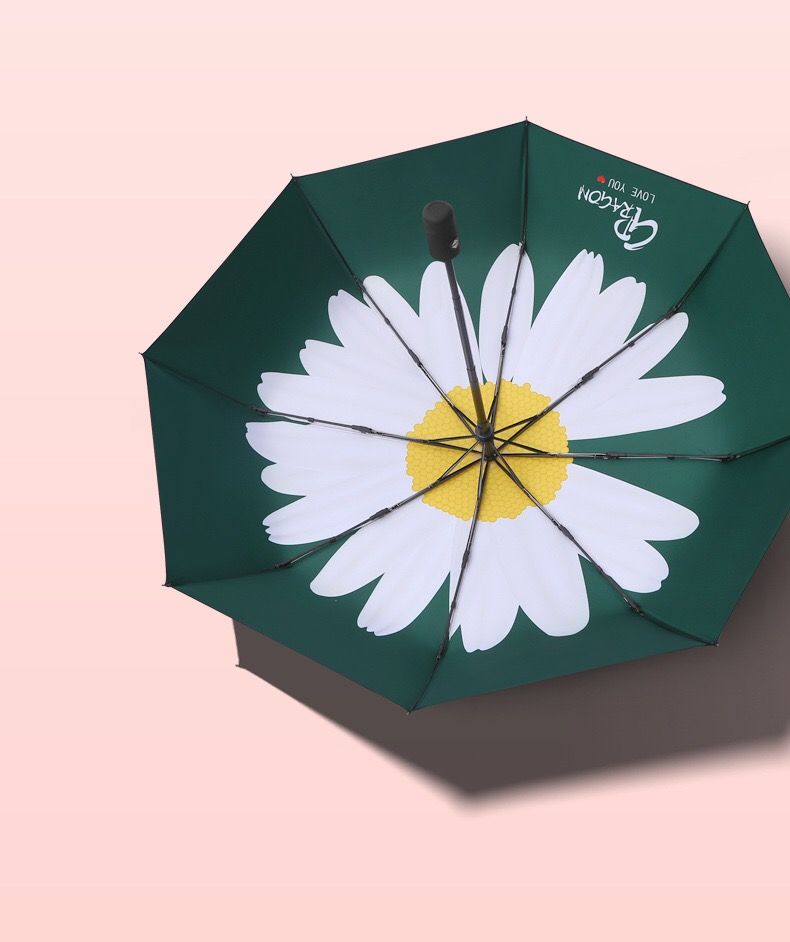 网红全自动数码印全遮阳三折小雏菊黑胶晴雨伞GD同款自开收雨伞详情图13