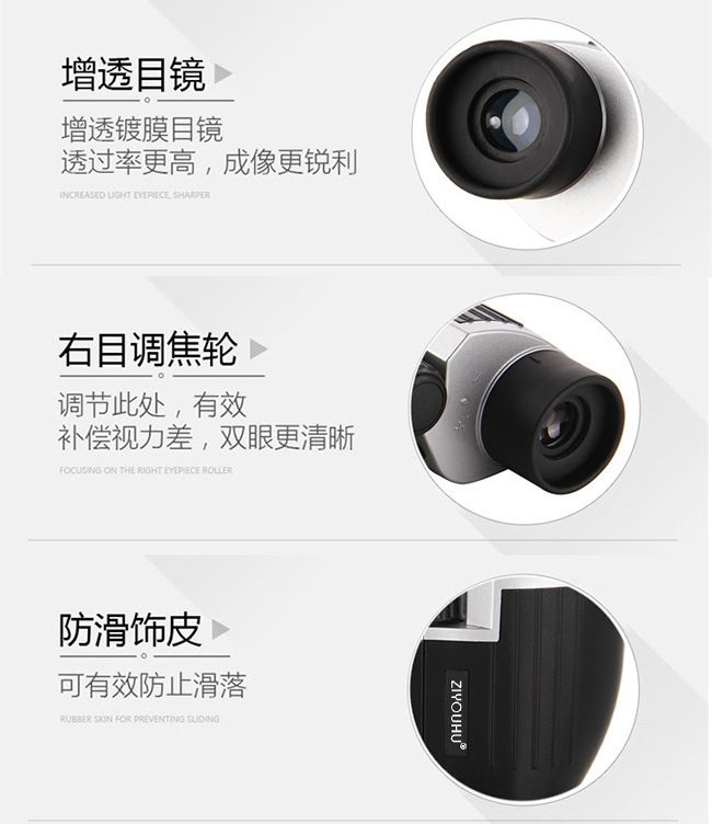 ZIYOUHU手持10X22高倍高清夜视望远镜 双筒微光观察镜一件代发 detail image 7