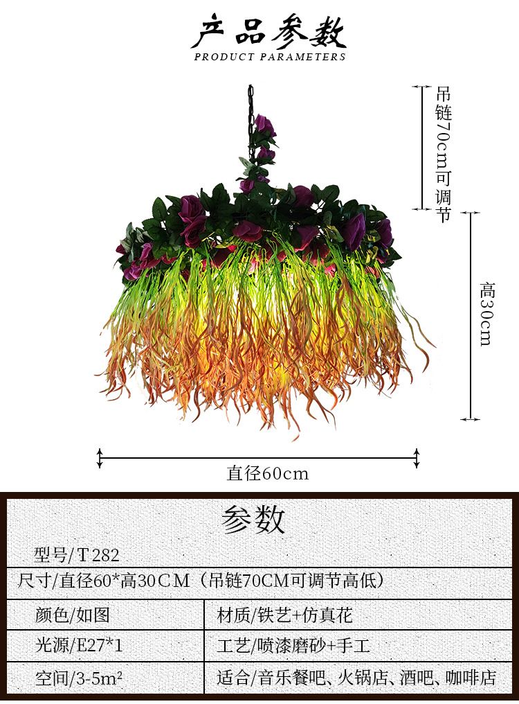 音乐餐厅吊灯复古美式民宿绿植装饰灯具酒吧酒馆咖啡厅工业风灯饰详情图7