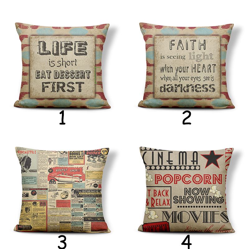Geometric Text Color Pillowcase Cotton Hemp Butterfly Square Pillow Pillow Home Textile Fabric Soft Cushion Cover Custom details Picture