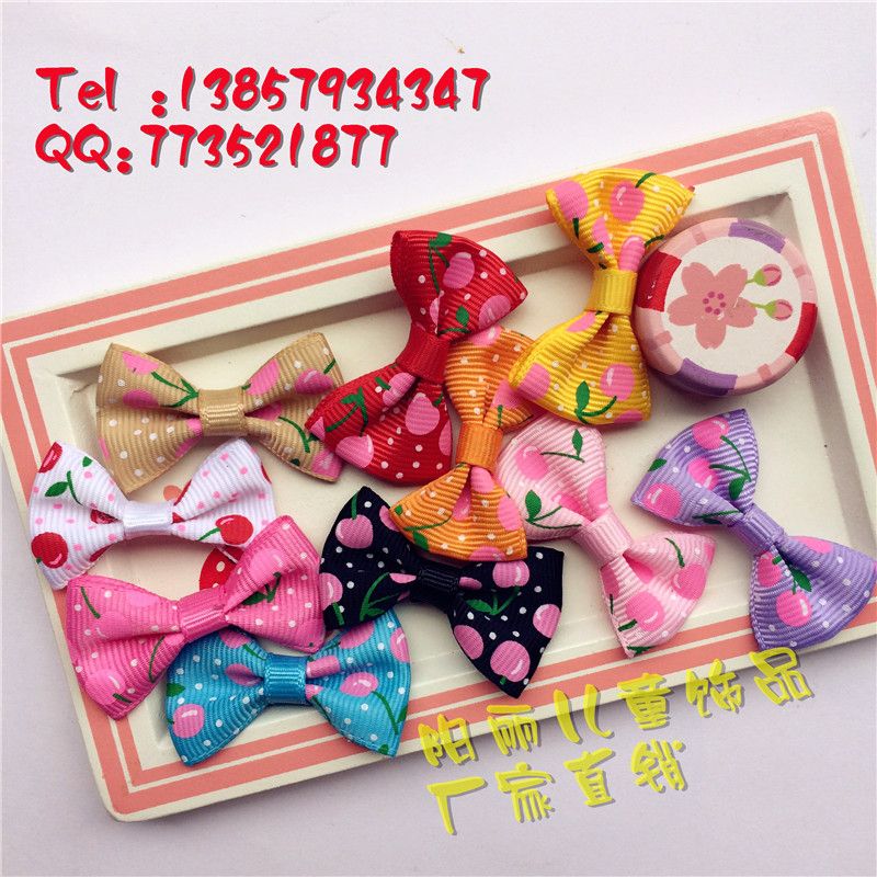 【萌】韩版小樱桃印花儿童蝴蝶结 衣服 宠物饰品 配件详情图1