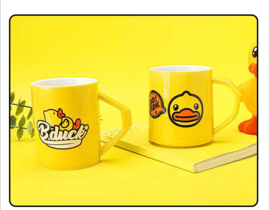 B.duck Cup Yellow Duck Cup Ceramic Water Cup Household Cartoon Mug Good-Looking Cup Student Cup undefined