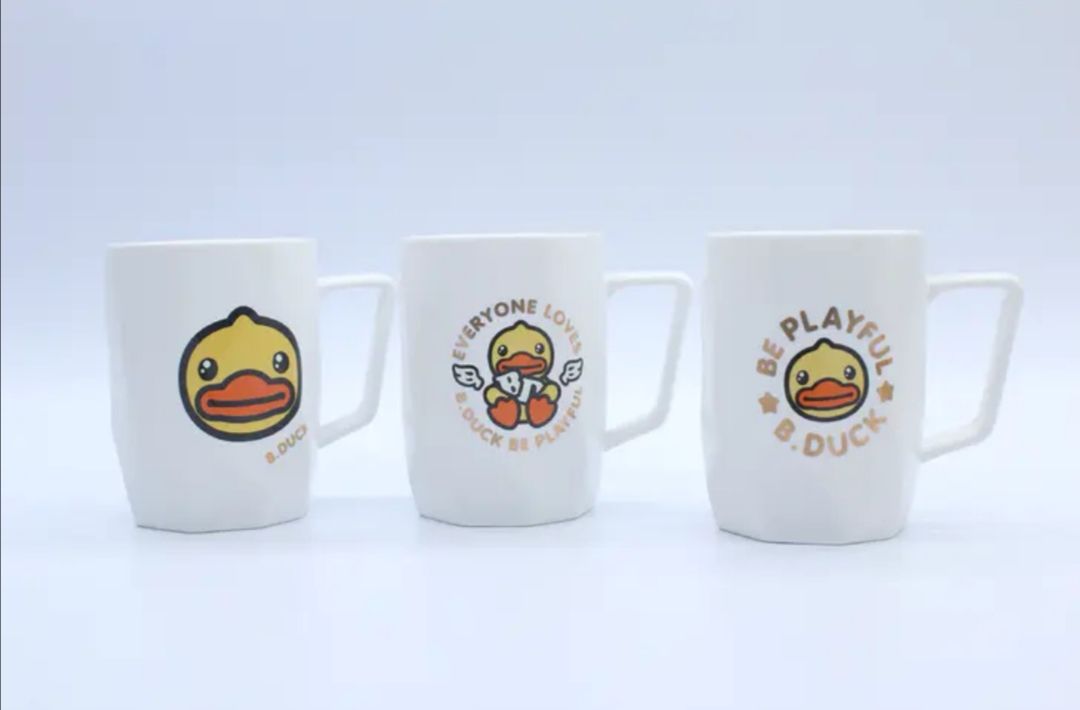 B.DUCK小黄鸭杯子陶瓷水杯卡通马克杯学生杯子