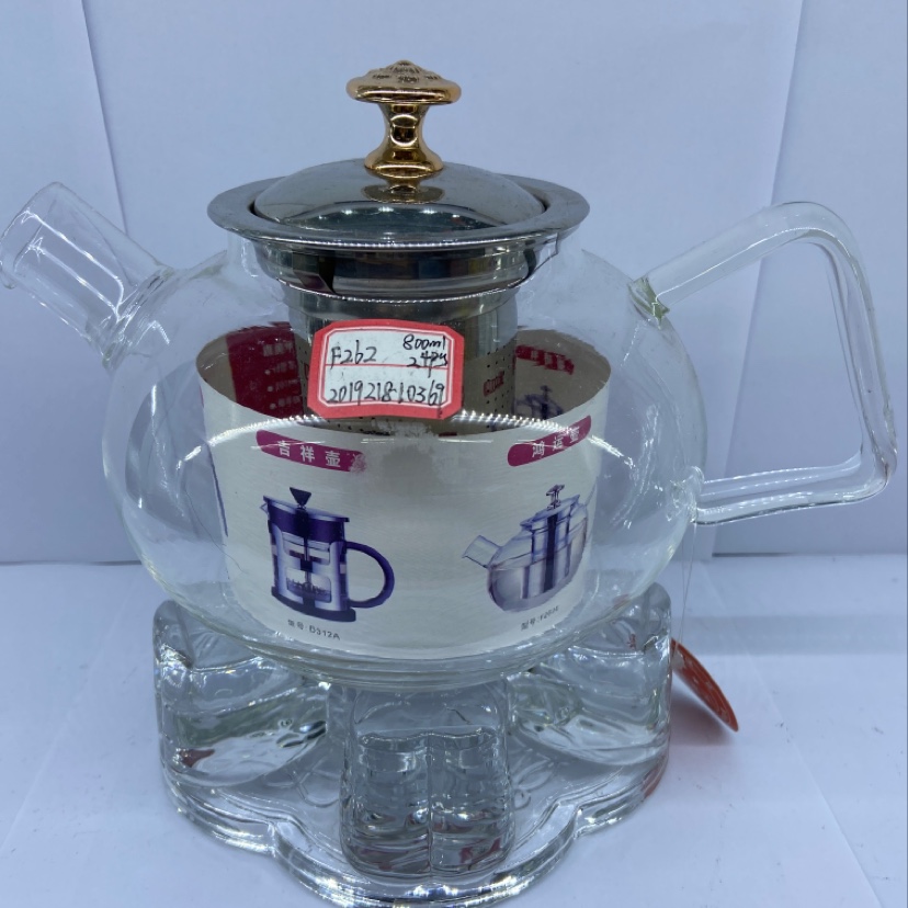 Manufacturers wholesale thick glass teapot heat - resistant flower teapot bubble teapot stainless steel filter teapot tea set