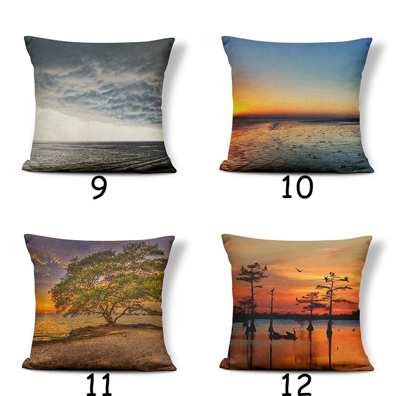 3D Landscape Square Cloud Ocean Cushion Cover Polyester Linen Printing Decoration Home Soft Pillowcase Wholesale Application Scenario