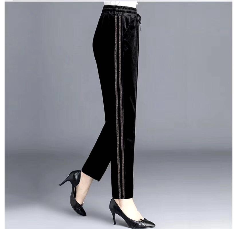 Velvet wide-leg pants for women 2020 Autumn/Winter new high-waisted straight-leg pants Loose and fashionable velvet casual pants 46