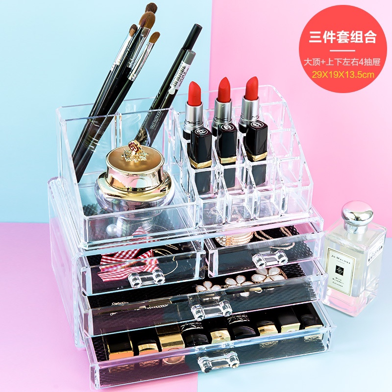亚克力化妆品收纳盒透明抽屉式口红盒首饰盒可叠加桌面收纳盒批发产品图