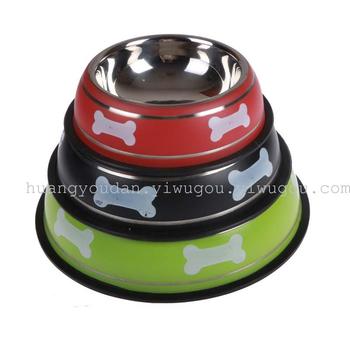 Pet food utensils, pet bowls, dog single bowls, colored printed bone dog basins Specification image