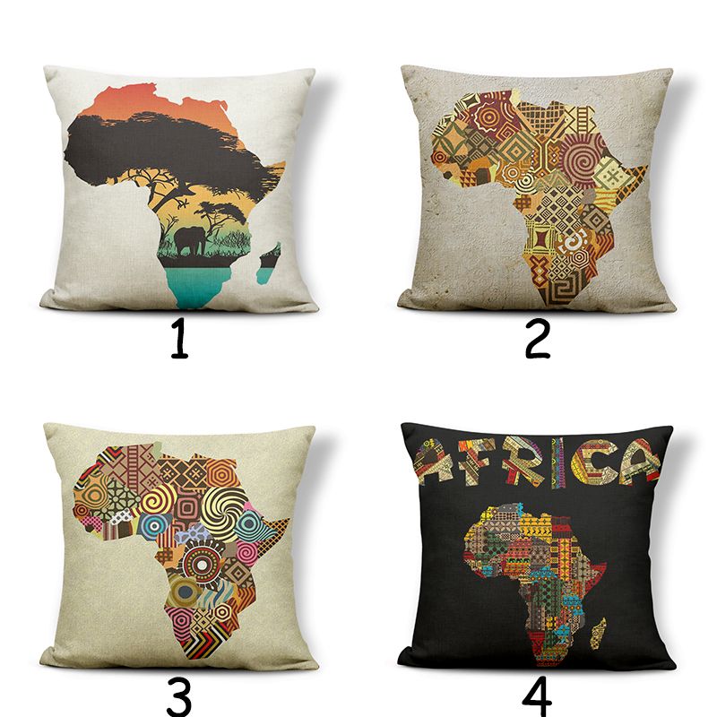 非洲土著印花抱枕几何现代方形大象靠垫套家纺布艺软装枕套定制产品图
