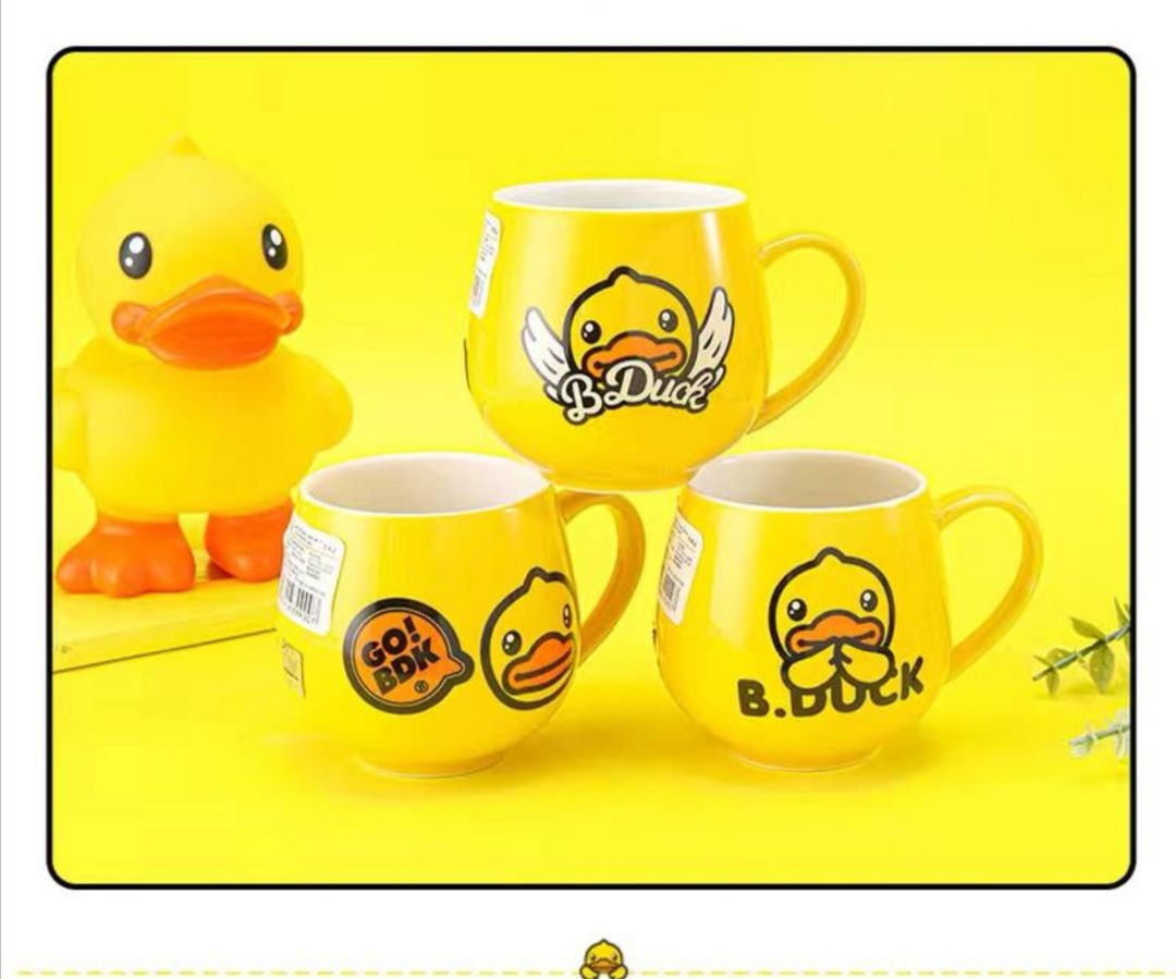 B.duck Cup Yellow Duck Cup Ceramic Water Cup Household Cartoon Mug Good-Looking Cup Student Cup undefined