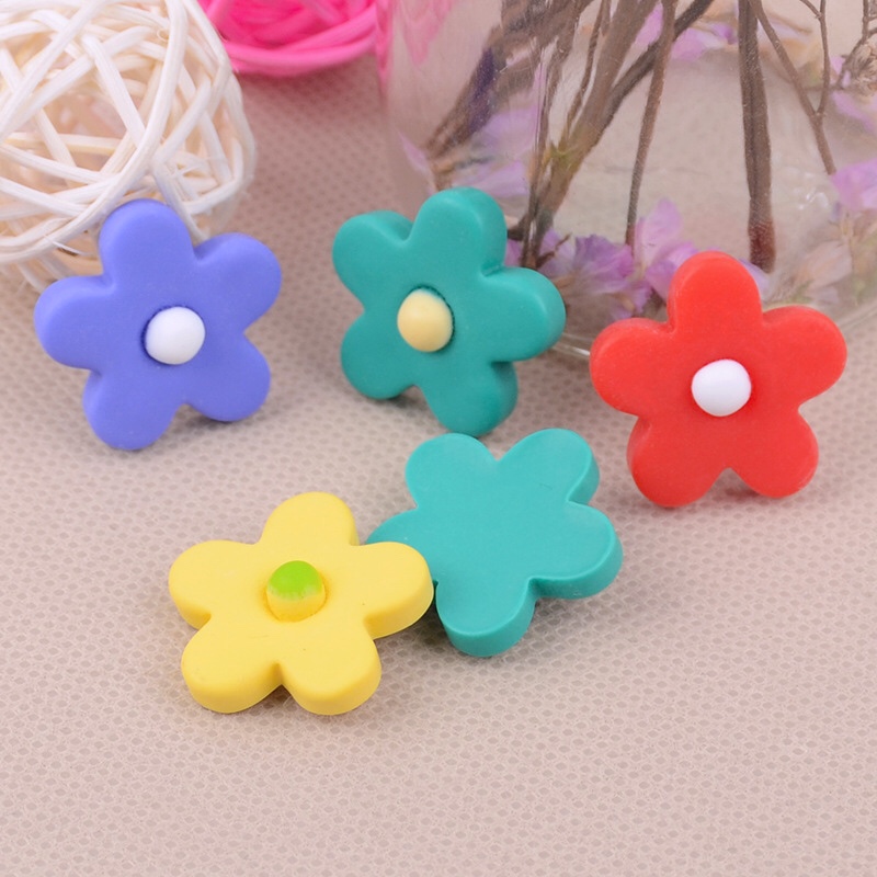 树脂磨砂小花diy树脂贴片圆角五瓣花儿童发饰配件袜子材料产品图