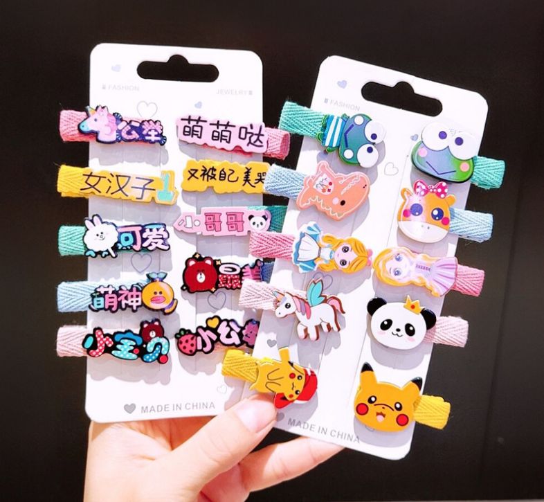Children's new summer cartoon duck mouth clip cute mermaid bangs clip Princess hair clip set sweet edge clip thumbnail