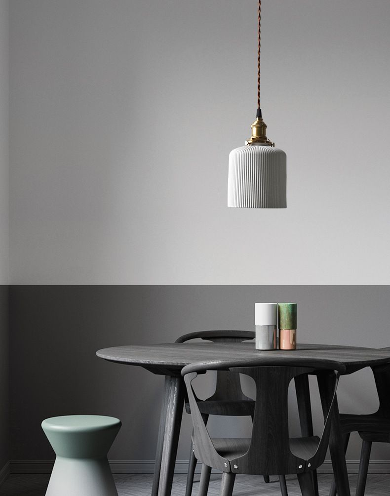 The popular Nordic single-head chandelier is a simple and creative bedside lamp with a fresh and clean pure copper ceramic design for restaurants, clothing stores and coffee houses detail image 5