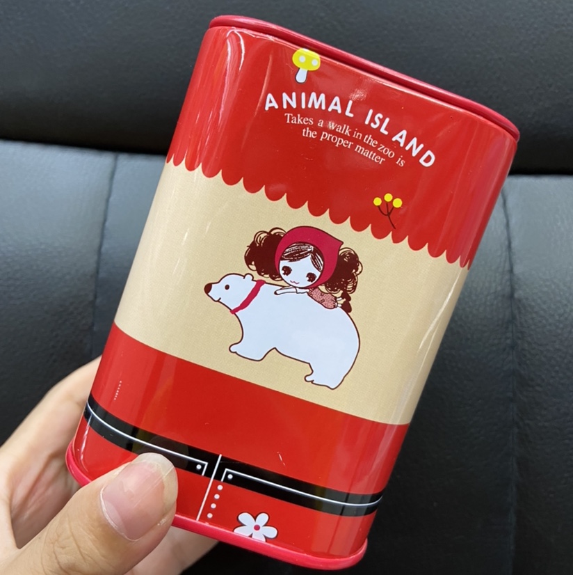 马口铁存钱罐笔筒一罐两用厂家直发大红女孩