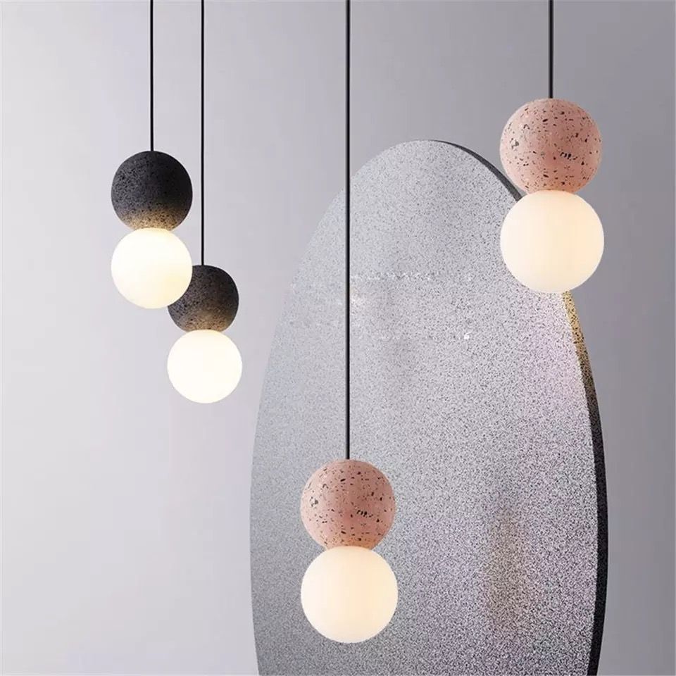 Nordic restaurant bar counter pendant lamp, modern and simple dining, clothing store, internet-famous bedroom bedside personalized cement pendant lamp