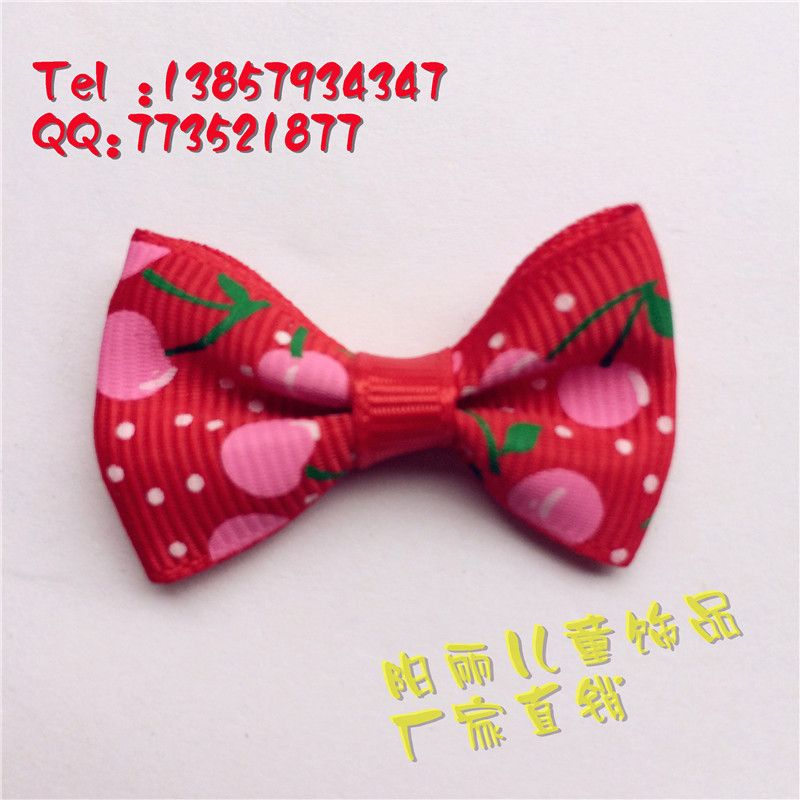 【萌】韩版小樱桃印花儿童蝴蝶结 衣服 宠物饰品 配件详情图2