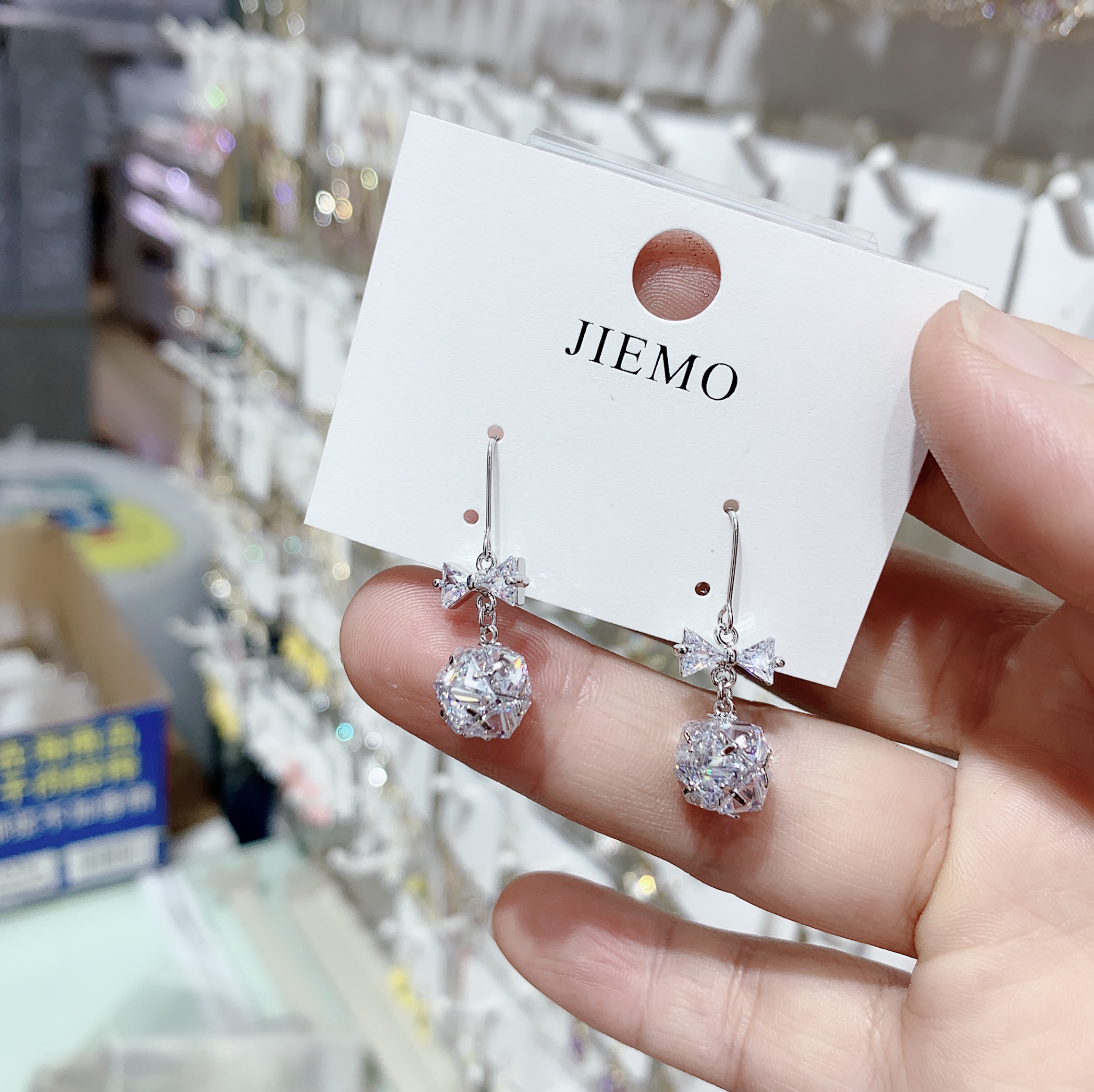 Zircon ball hook earrings Specification image