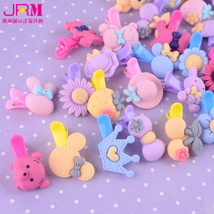 Boutique children's hair accessories creative cartoon baby hair clips frosted resin head jewelry street stalls supply hot sales