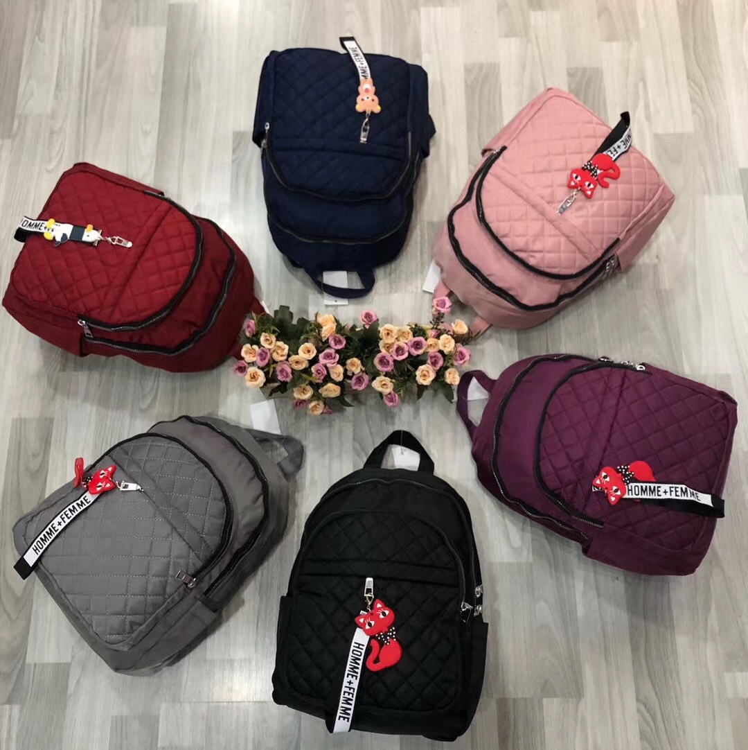 女包新款尼龙双肩包时尚纯色学生背包厂家直销休闲旅行双肩包图