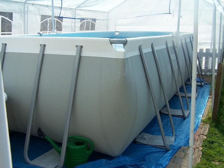 INTEX 26356 Square tube frame water pool, large family frame swimming pool, bathing pool, fish farming and fishing pool detail image 4