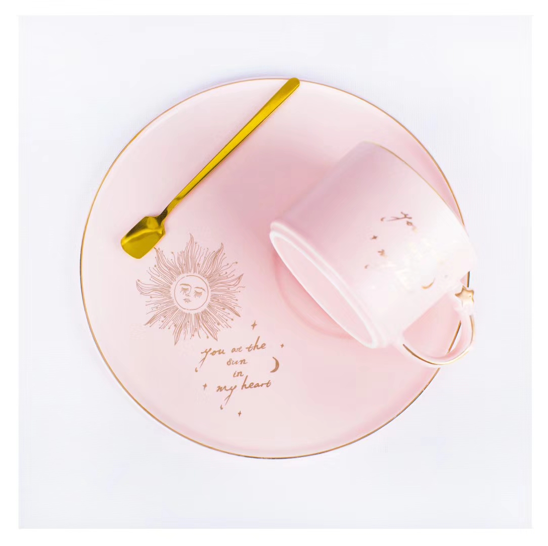 陶瓷点心杯，一杯一碟一勺一套。