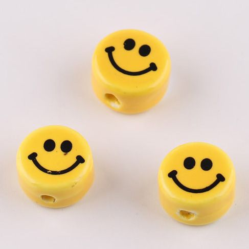 DIY jewelry accessories Resin handmade beaded earrings ceramic beads smiling face beads loose beads bracelet necklace material