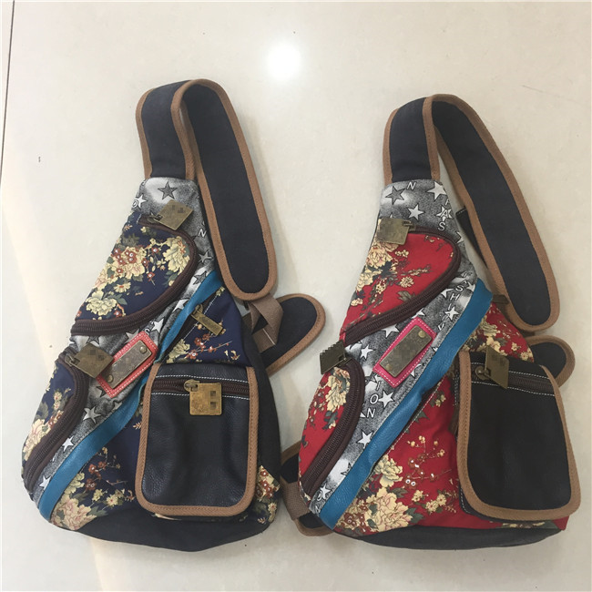 真皮民族风女士胸包背包休闲包