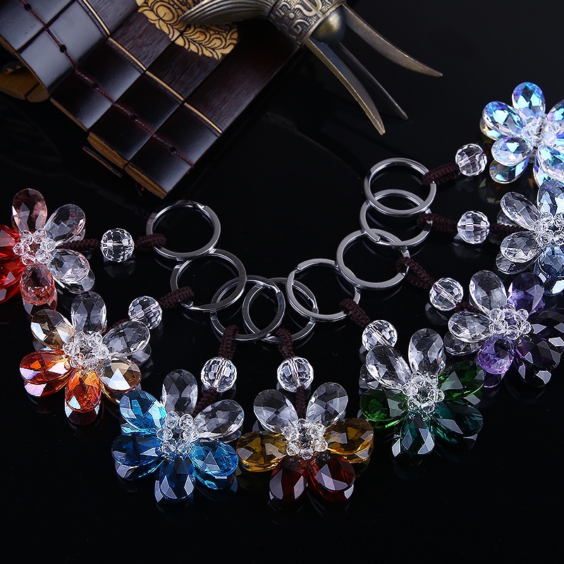 Crystal flower keychain