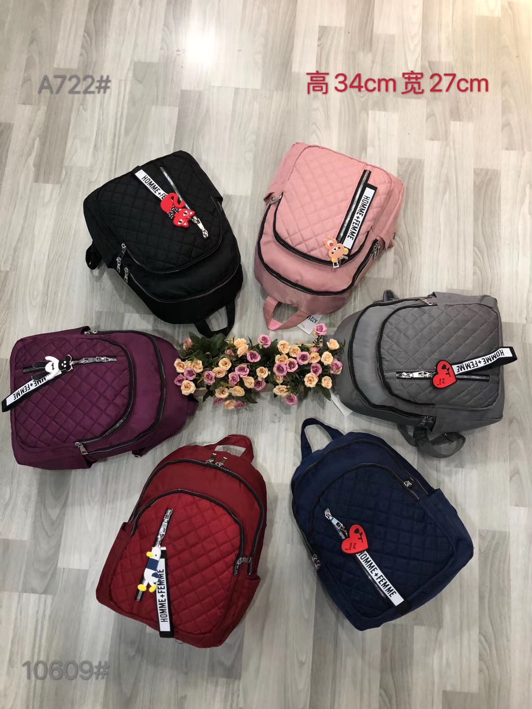 女包新款尼龙双肩包时尚纯色学生背包厂家直销休闲旅行双肩包细节图