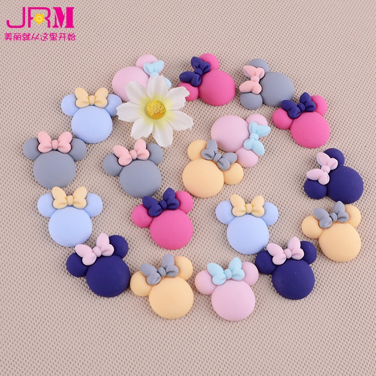 Children resin accessories Handmade DIY accessories accessories material frosted rubber paint round Mickey head children hair accessories resin accessories