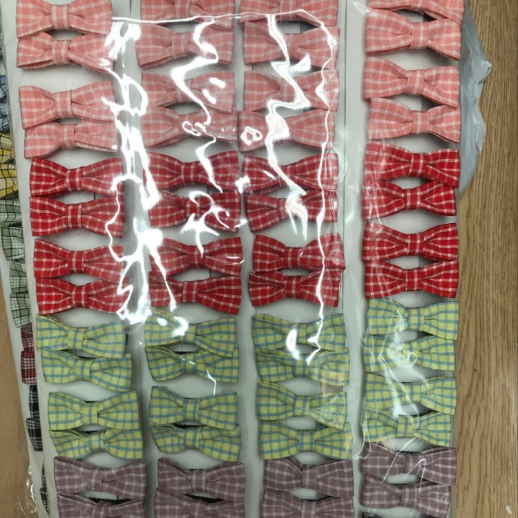 Korean version of fashionable cloth bow-tie grid 2 pairs of clips