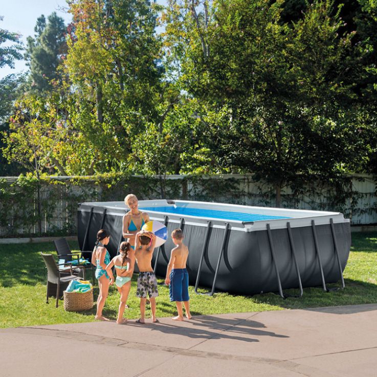 INTEX 26356 Square tube frame water pool, large family frame swimming pool, bathing pool, fish farming and fishing pool detail image 1