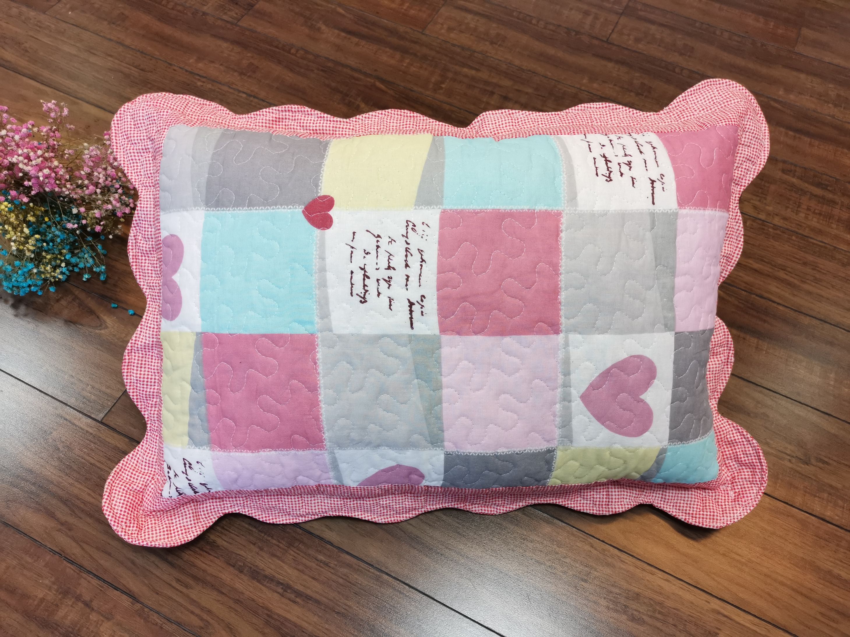 All-cotton quilted pillowcase, pure cotton printed 40*60 pillowcase, single student dormitory details Picture