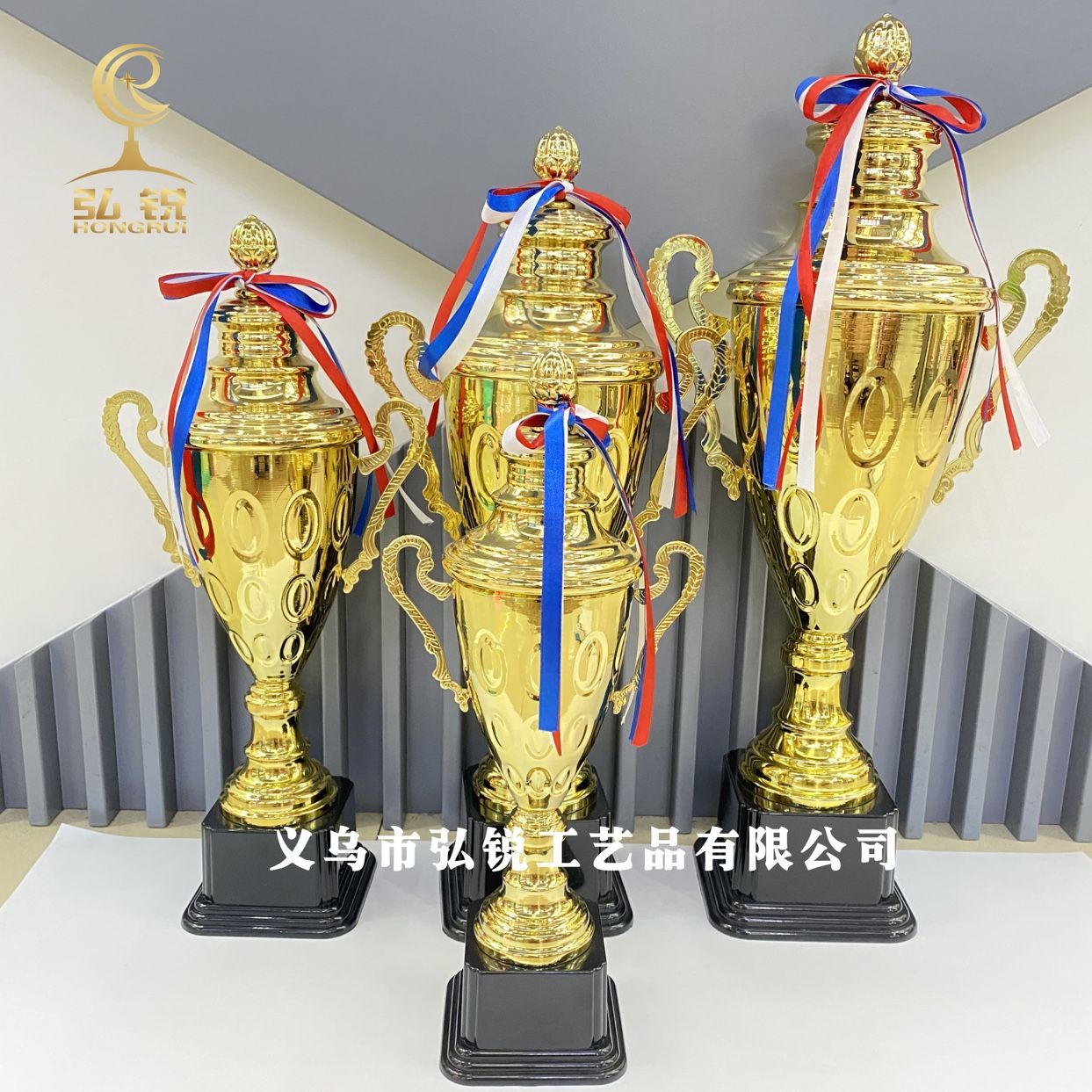 HR1904C metal trophy and medal, new model 12*46CM, customizable logo for various event awards detail image 4